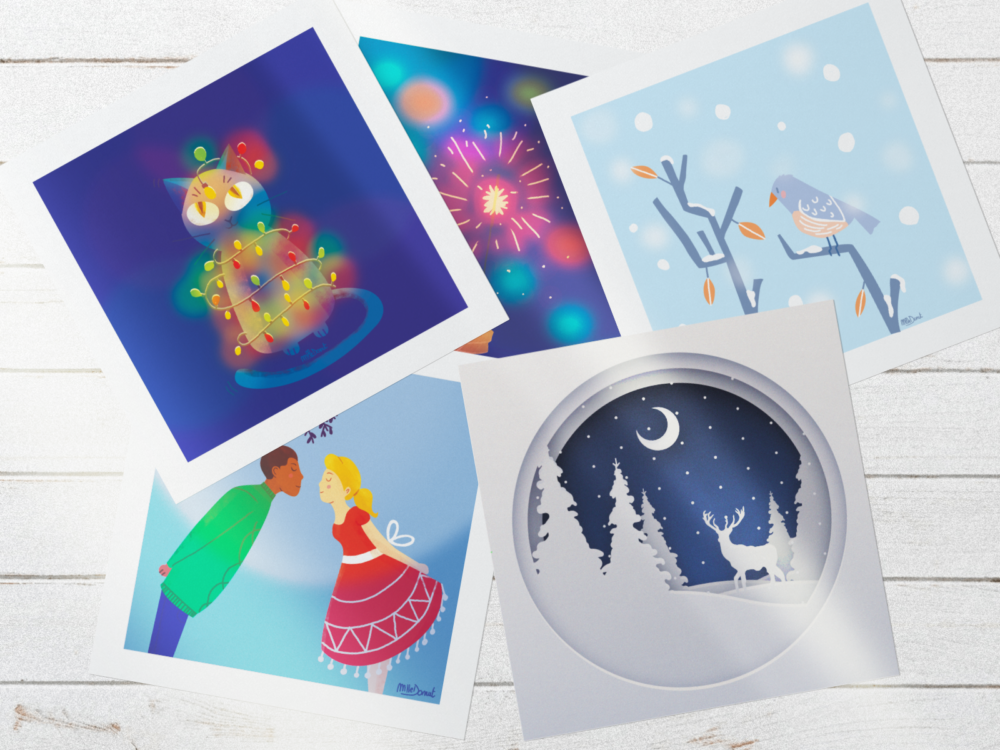 Set of 5 double cards
