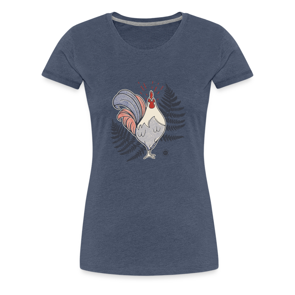 T-shirt Femme Coq et Fougères - bleu chiné