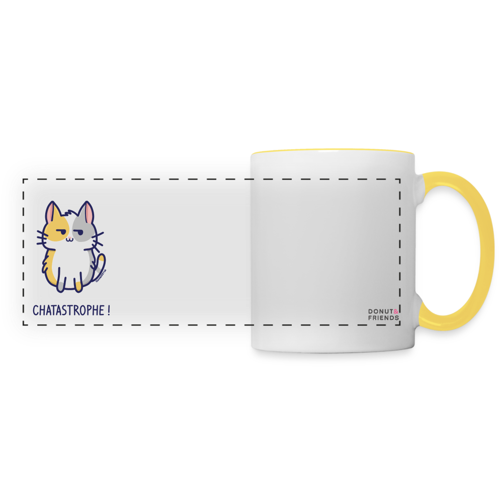 Mug Chatastrophe ! - Chat - blanc/jaune