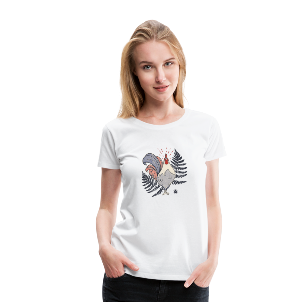 T-shirt Femme Coq et Fougères - blanc