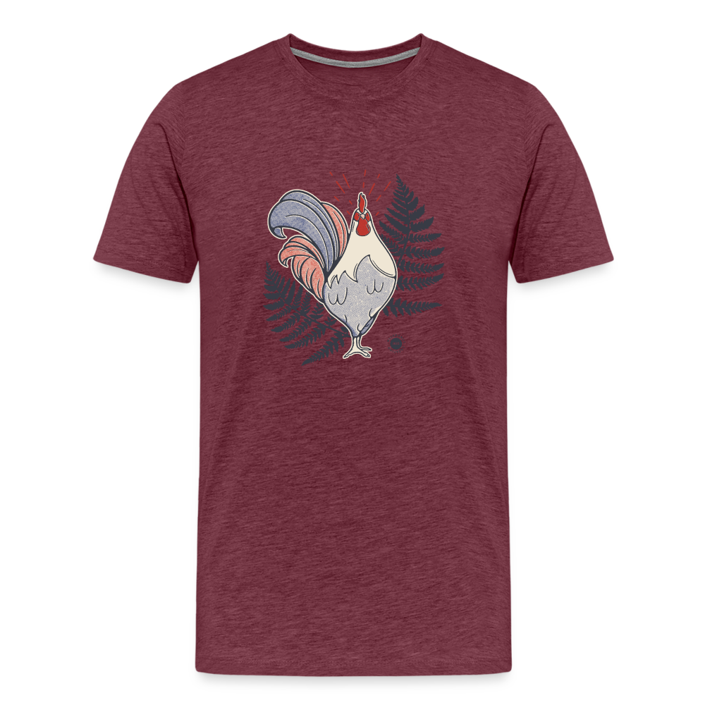 T-shirt Coq et Fougères - rouge bordeaux chiné