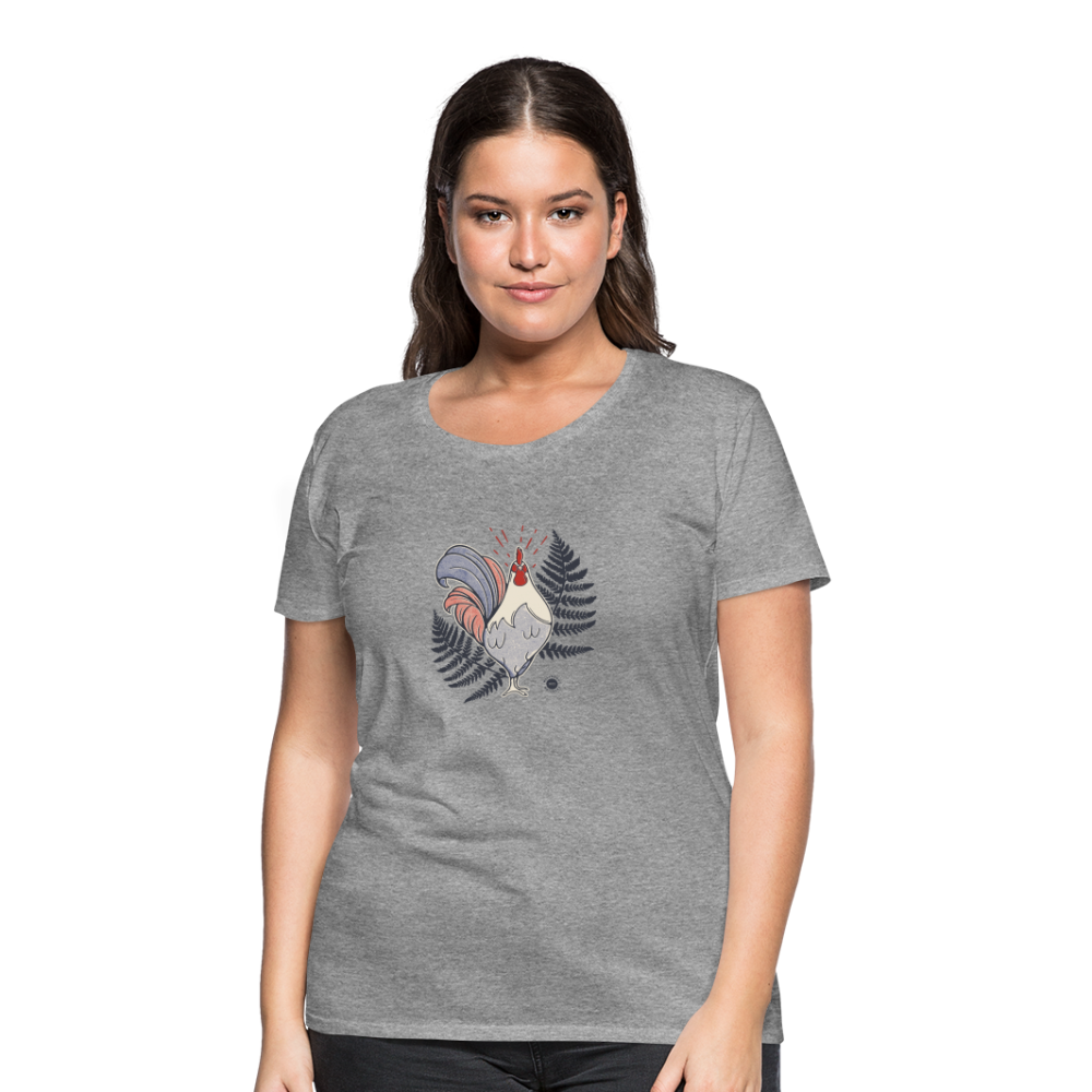 T-shirt Femme Coq et Fougères - gris chiné