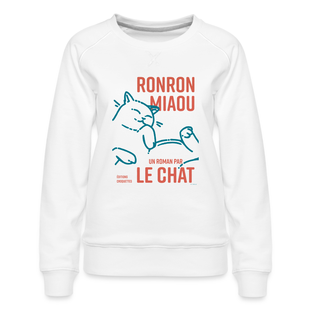 Sweat femme - ronron miaou chat - blanc