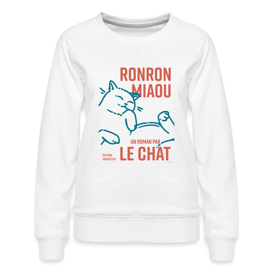 Sweat femme - ronron miaou chat - blanc