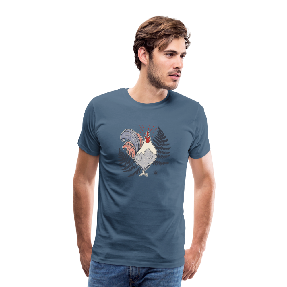 T-shirt Coq et Fougères - gris bleu