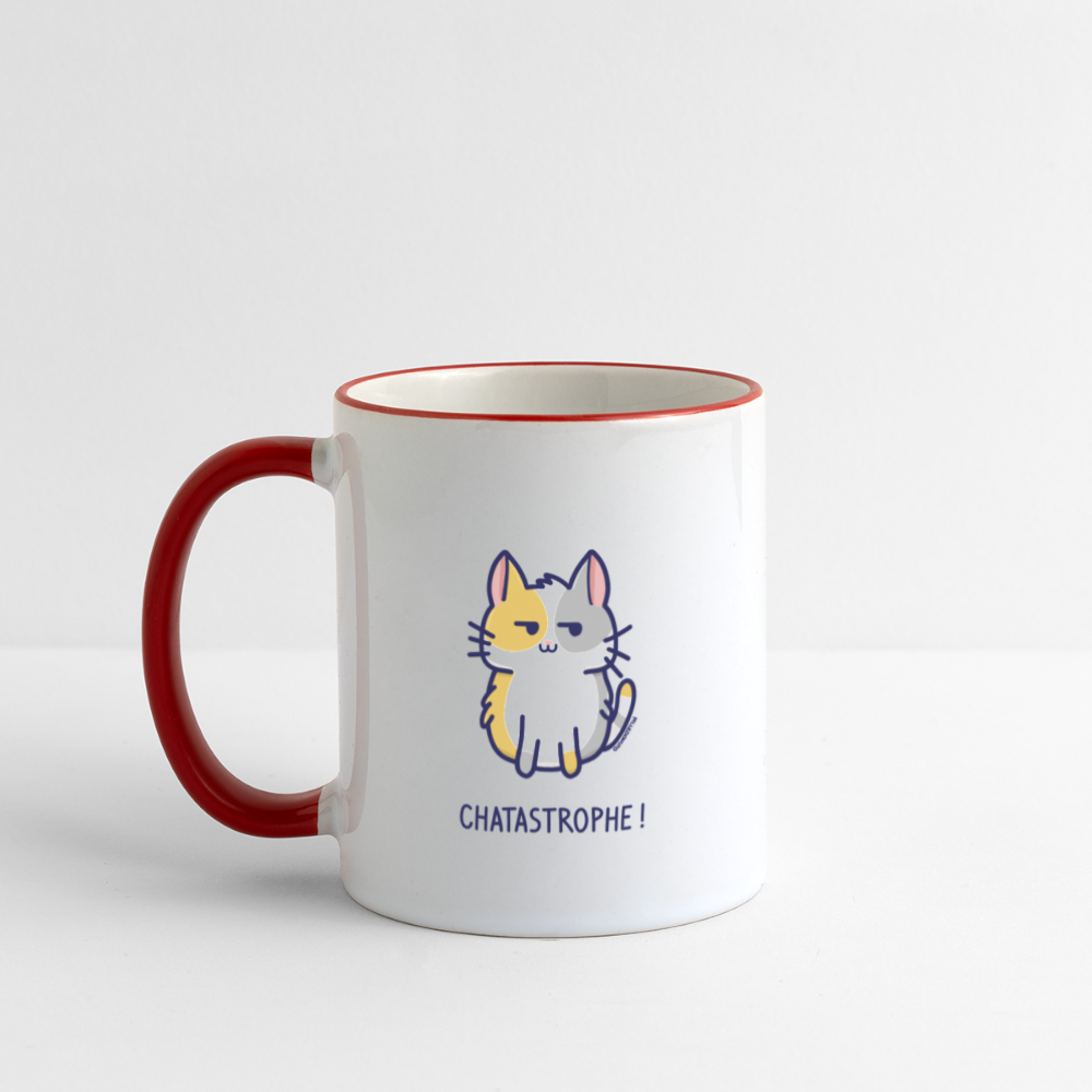 Mug Chatastrophe ! - Chat - blanc/rouge