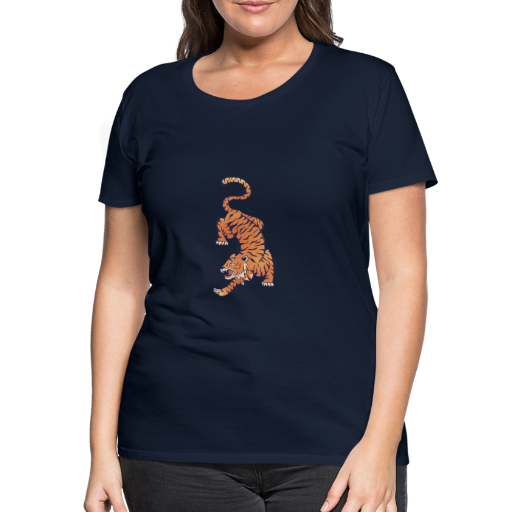 T-shirt Femme Tigre - bleu marine