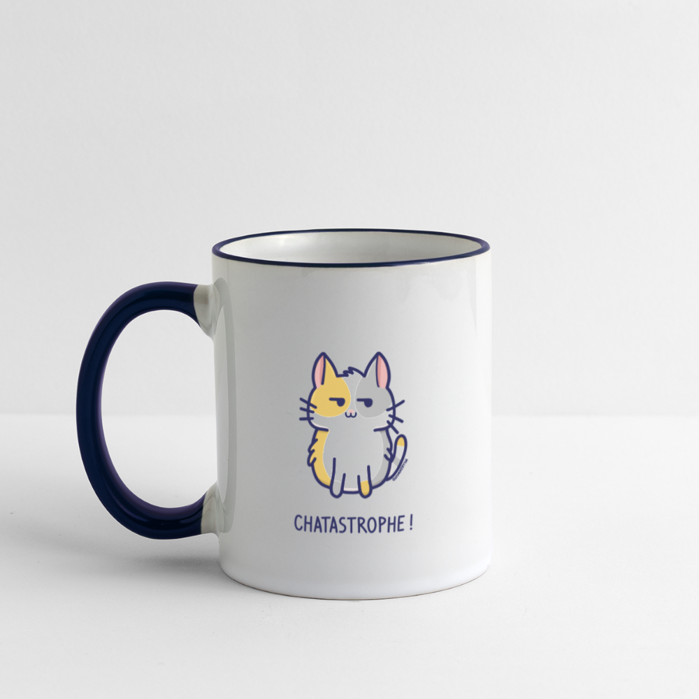 Mug Chatastrophe ! - Chat - blanc/bleu cobalt