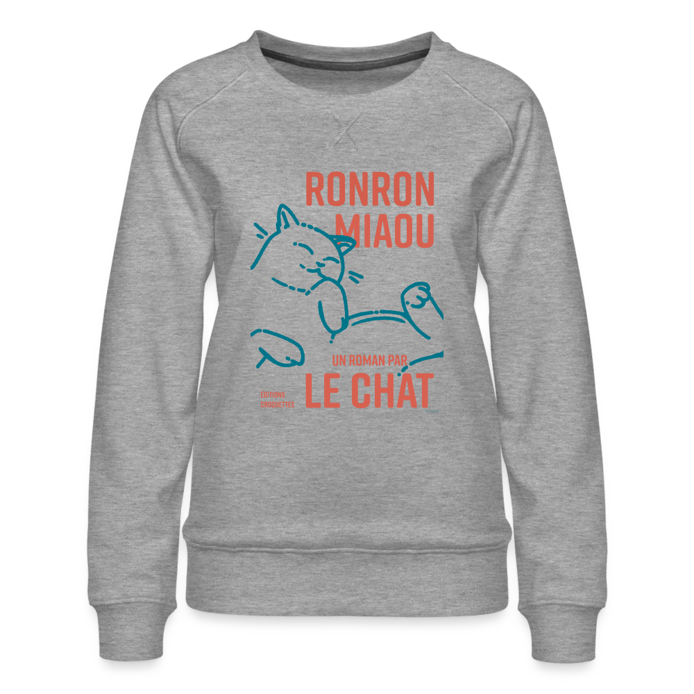 Sweat femme - ronron miaou chat - gris chiné