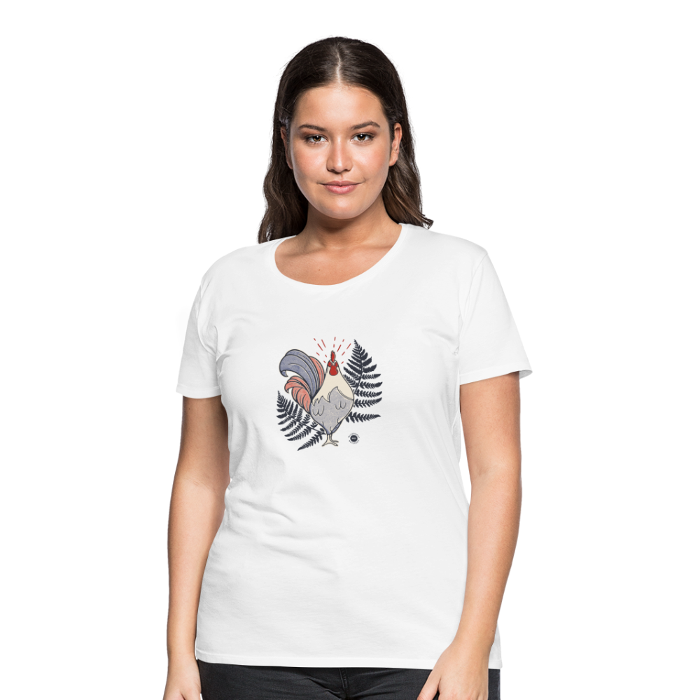 T-shirt Femme Coq et Fougères - blanc