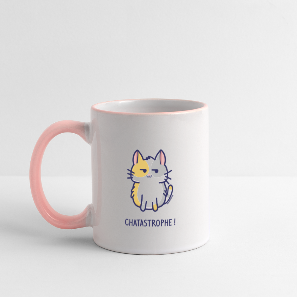 Mug Chatastrophe ! - Chat - blanc/rose