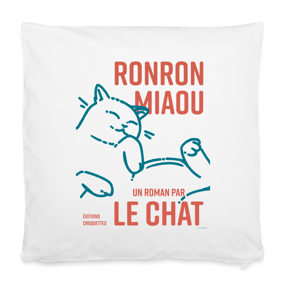 Housse de coussin 40 x 40 cm - Ronron Miaou - blanc