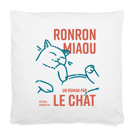 Housse de coussin 40 x 40 cm - Ronron Miaou - blanc