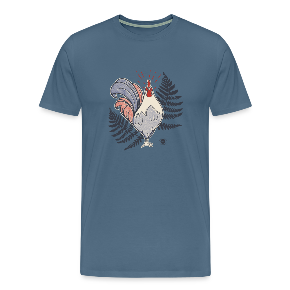 T-shirt Coq et Fougères - gris bleu