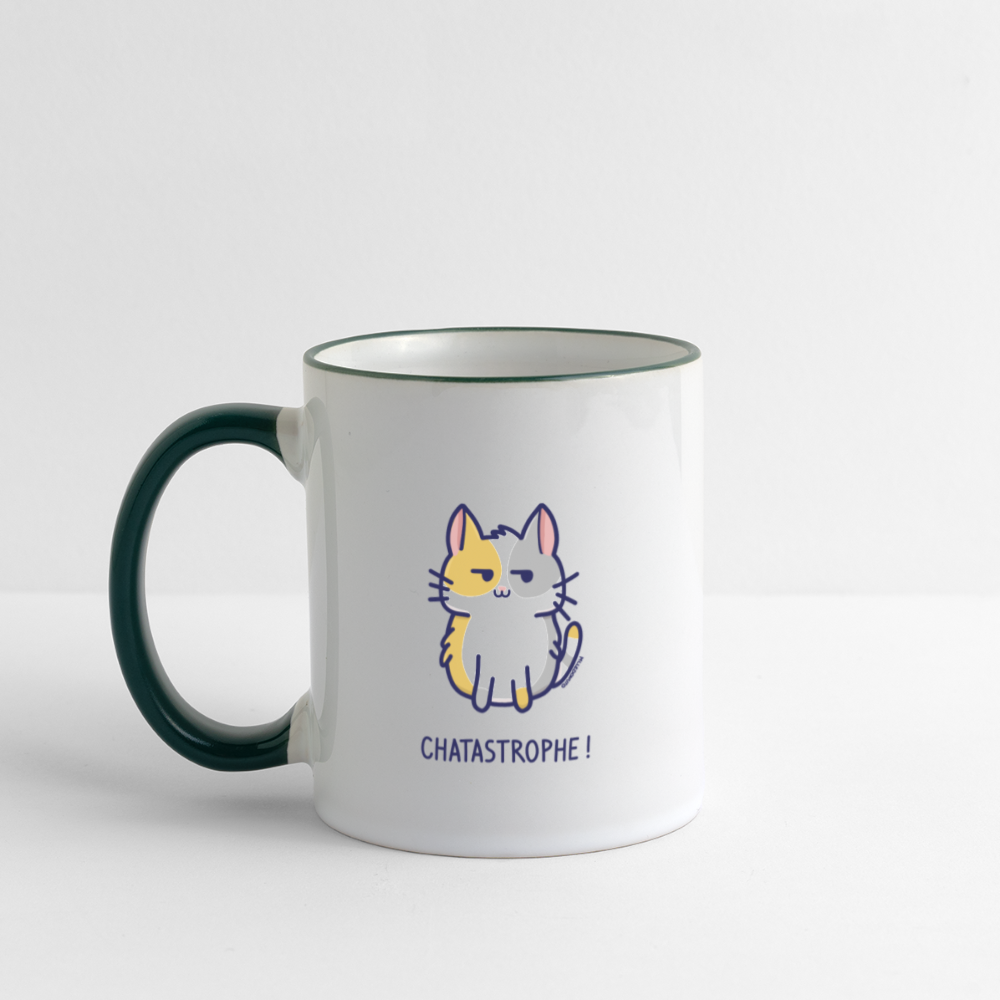 Mug Chatastrophe ! - Chat - blanc/vert foncé