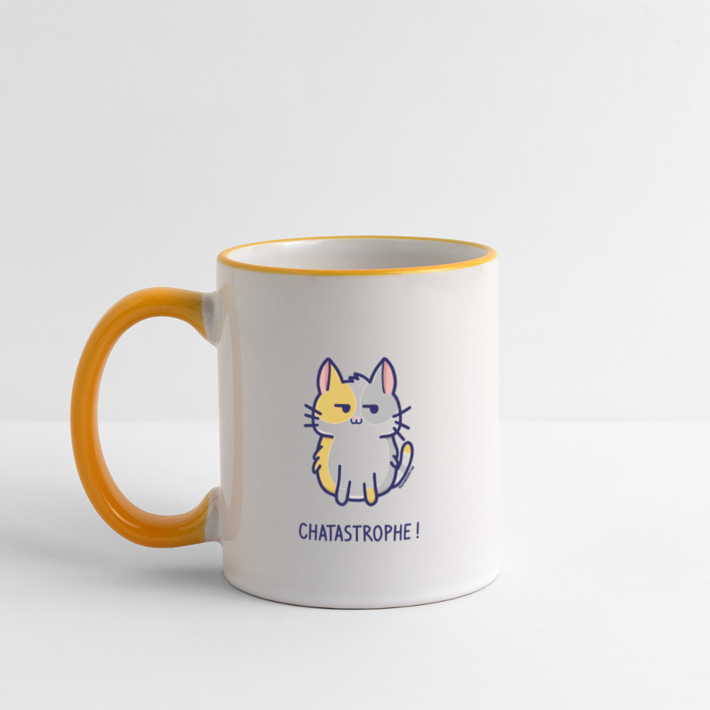 Mug Chatastrophe ! - Chat - blanc/jaune