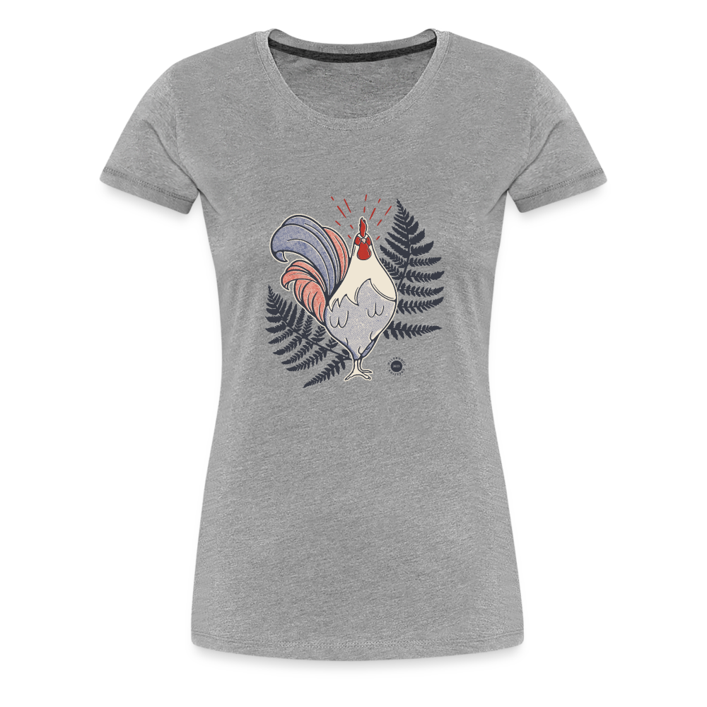 T-shirt Femme Coq et Fougères - gris chiné