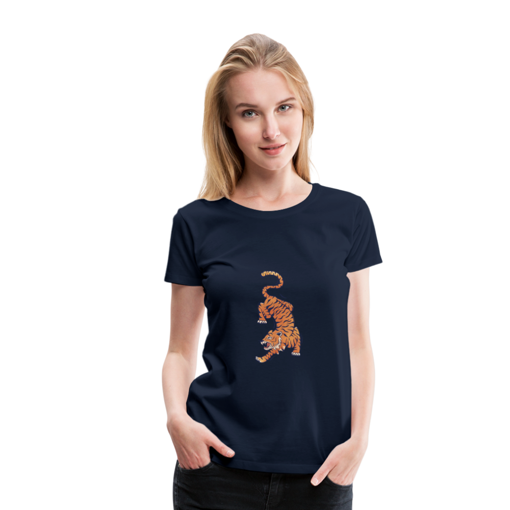 T-shirt Femme Tigre - bleu marine