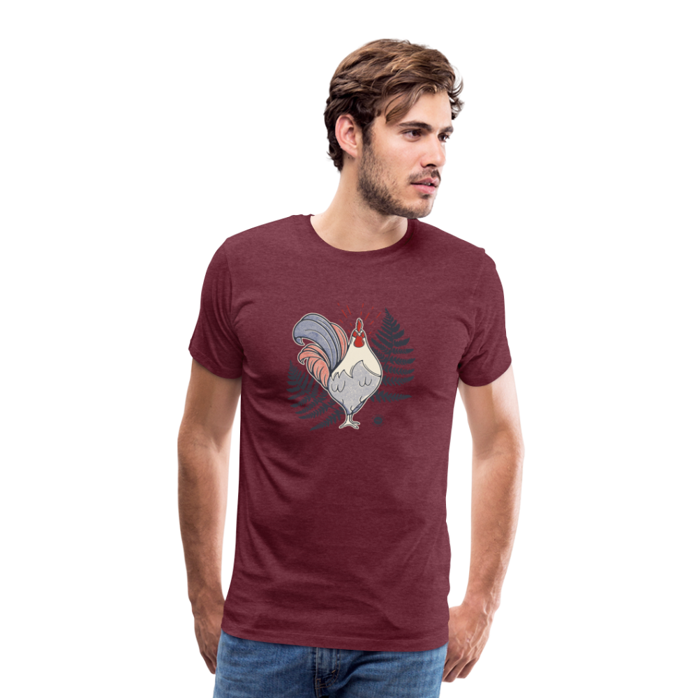 T-shirt Coq et Fougères - rouge bordeaux chiné