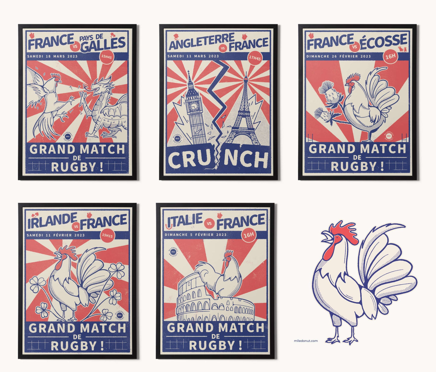 Complete set - French team match poster - 1 free