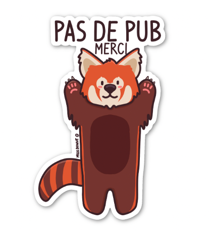 sticker pas de pub panda roux brandissant ses pattes