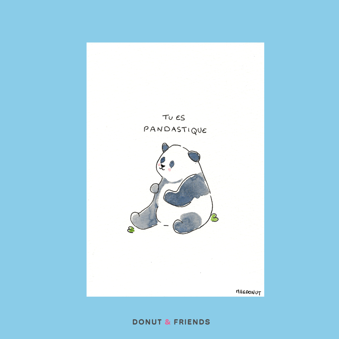 A6 Panda Card - You are pandastic - hand painted