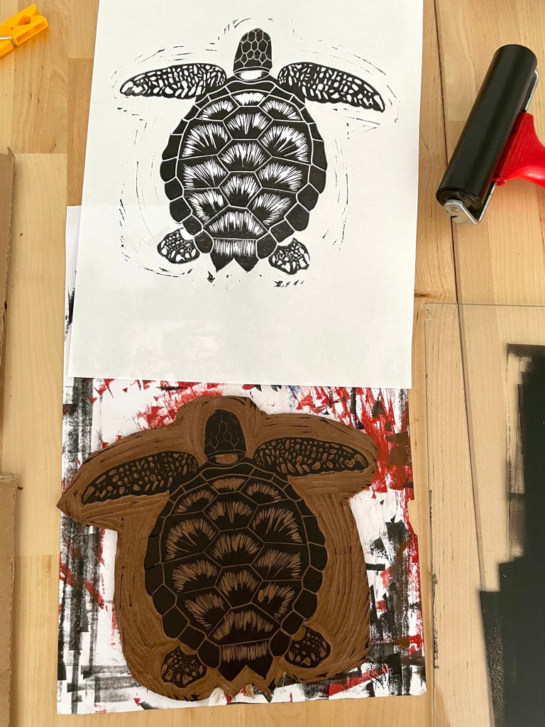 Tortue - Linogravure Originale