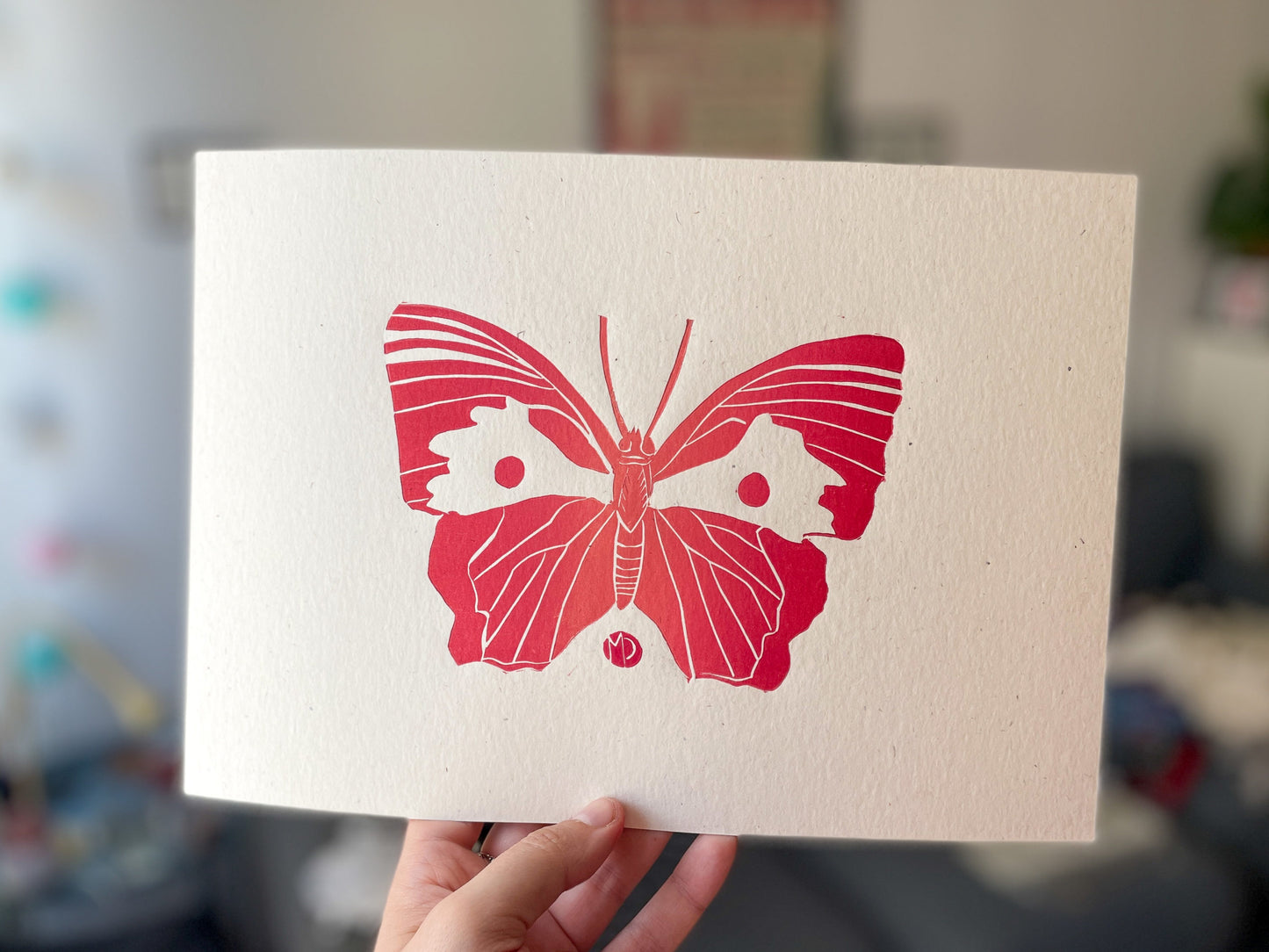 Papillon- Linogravure Originale