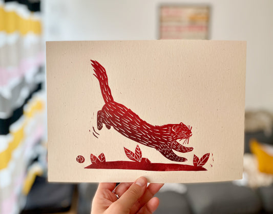 Weasel - Original Linocut