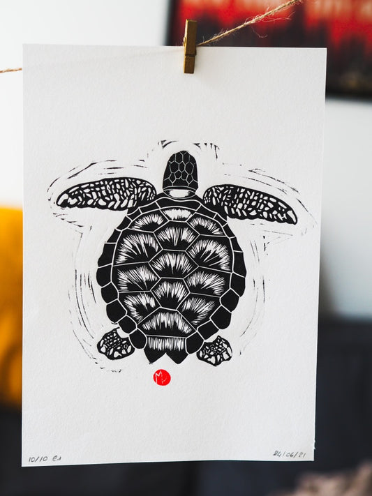 Turtle - Original Linocut