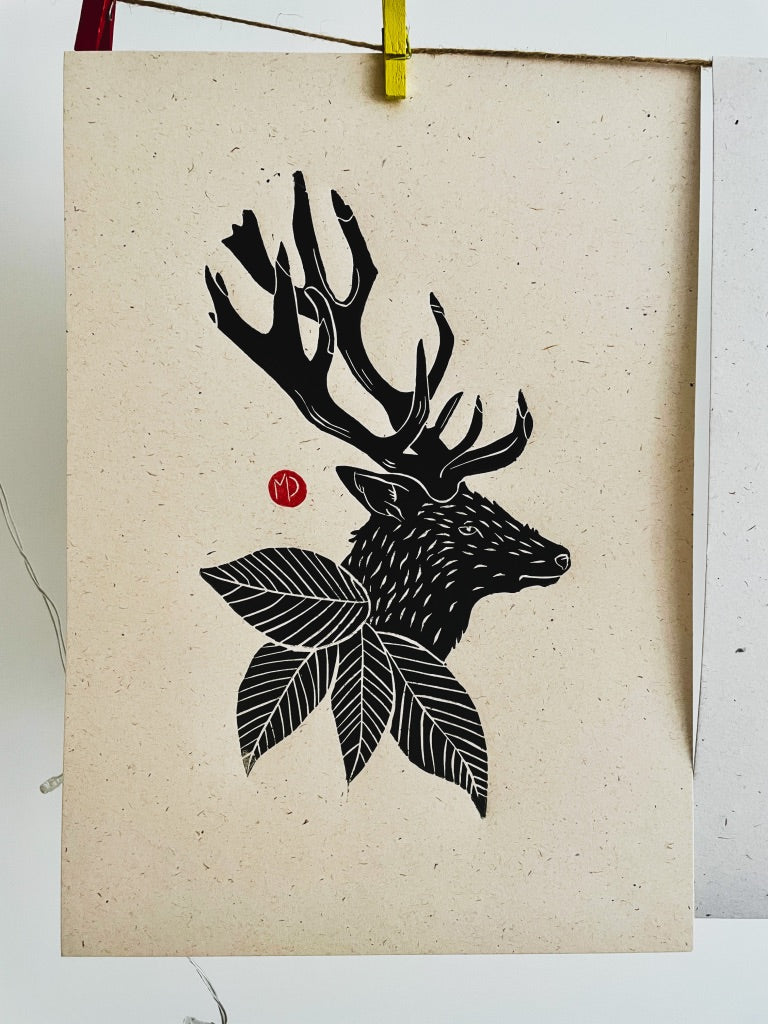 Deer - Original Linocut