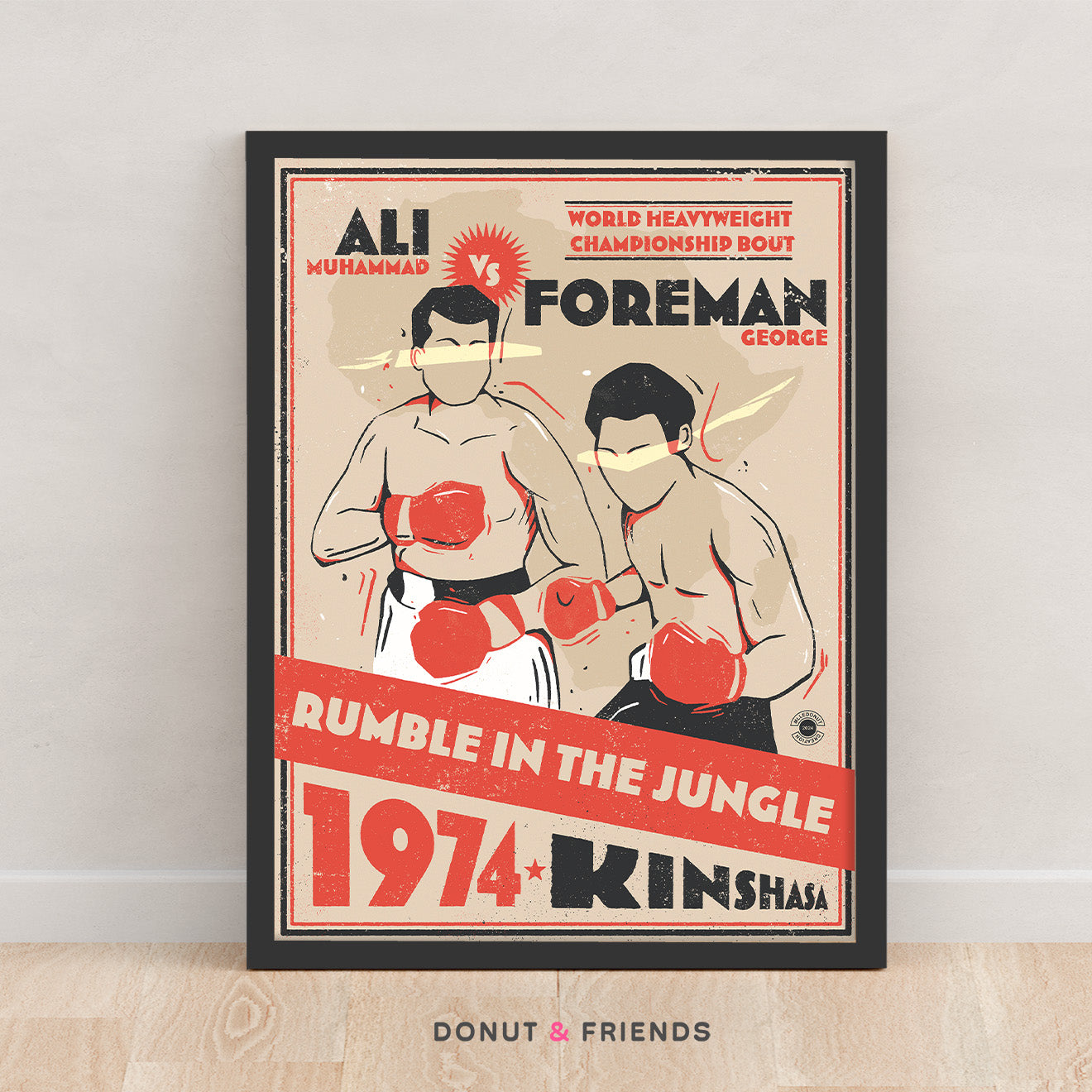 affiche boxe rumble in the jungle ali foreman encadré