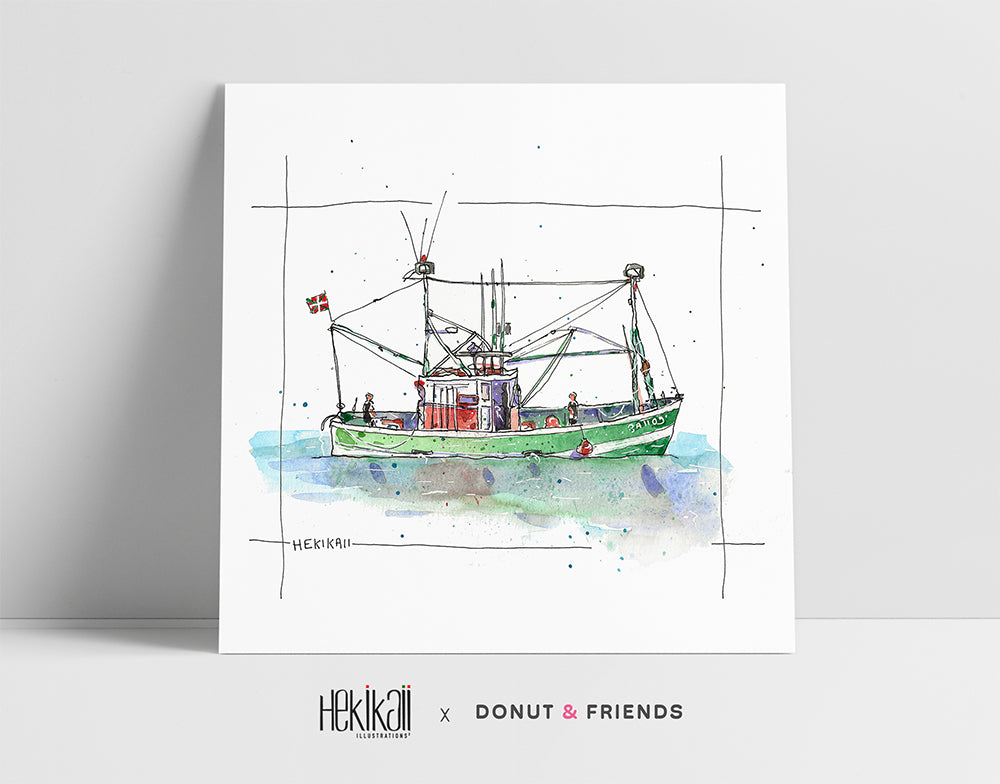 Bateau de pêche basque - aquarelle - précommande