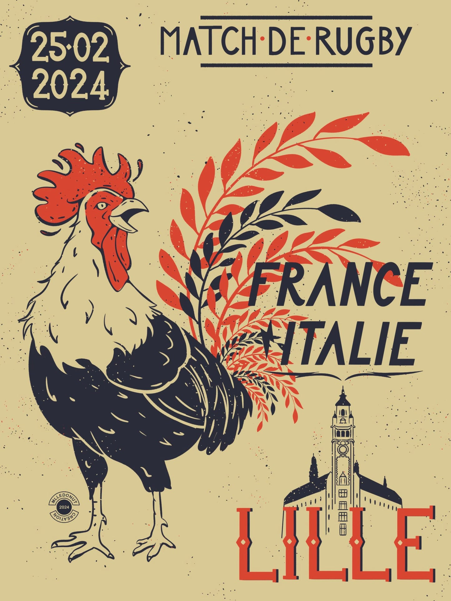 Rugby Poster - France - Italy 2024