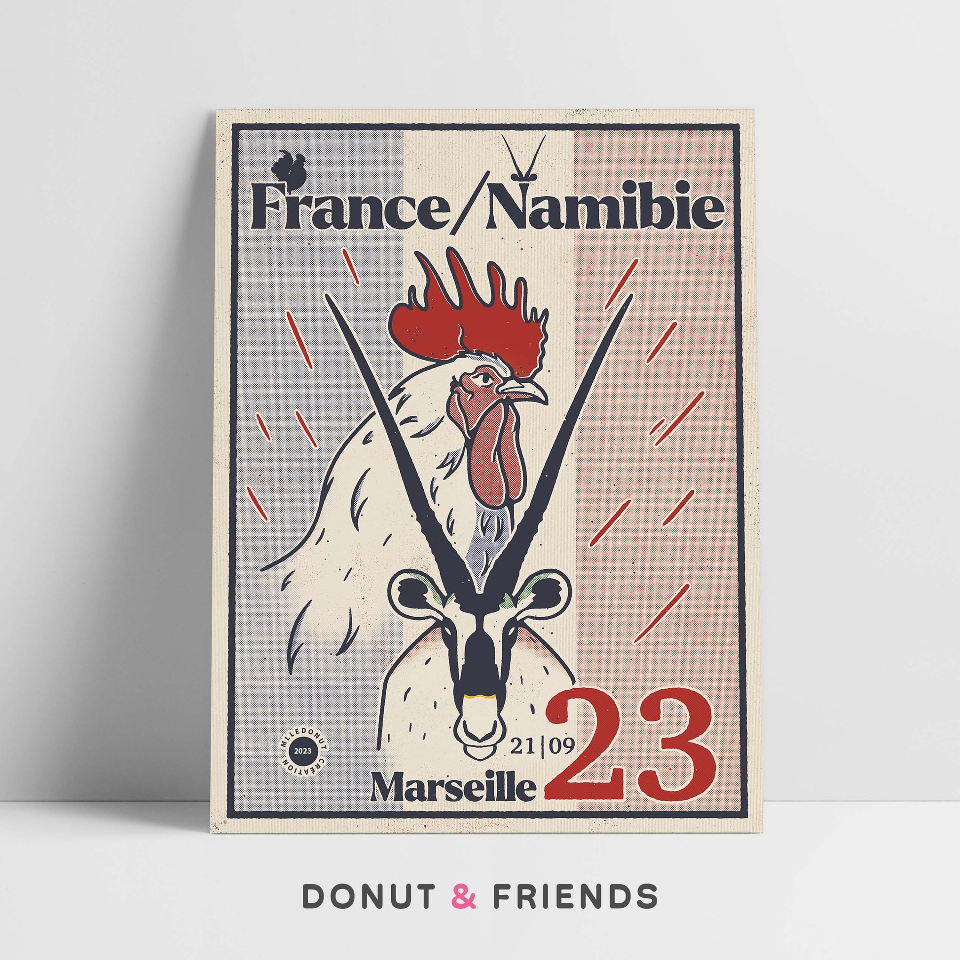 Affiche rugby France / Nambie, coq et oryx