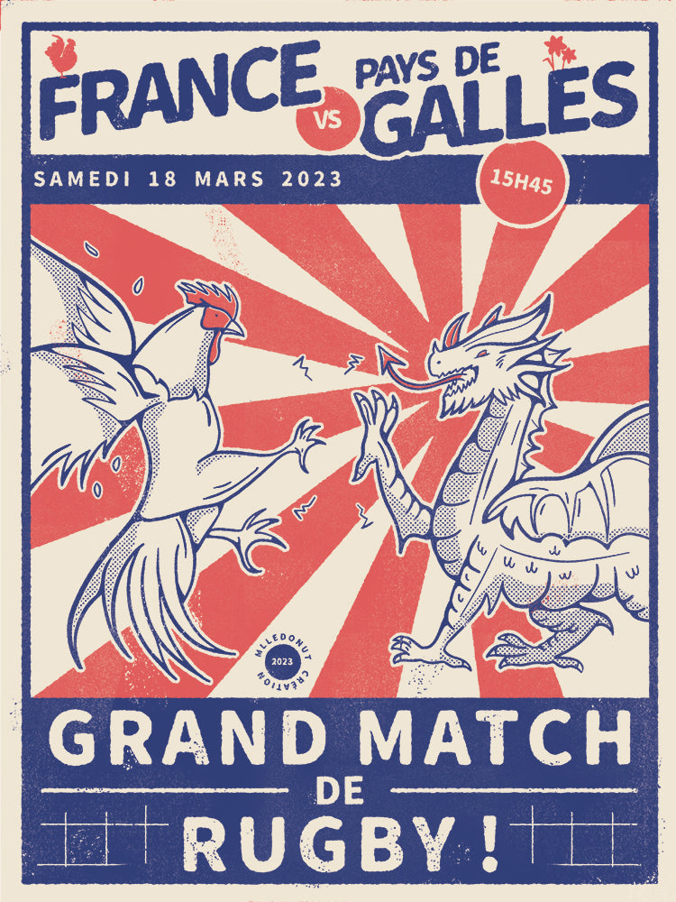 Rugby Poster - France vs Wales