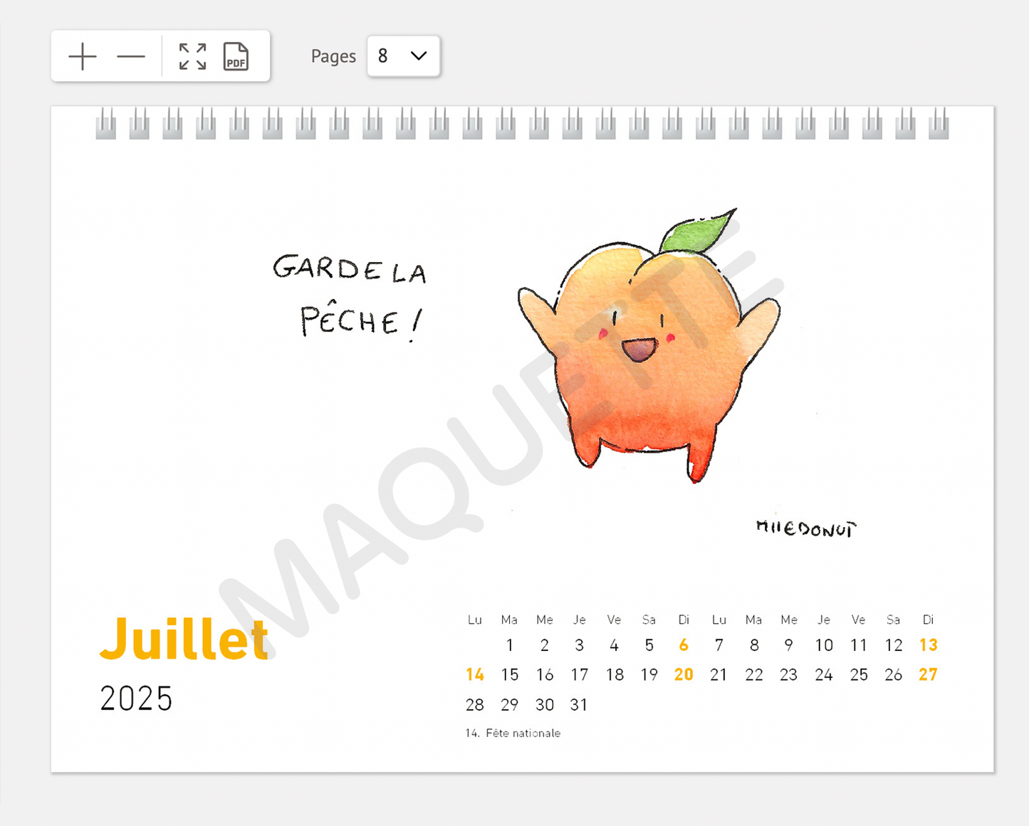 Calendrier de bureau 2025 par MlleDonut - précommande