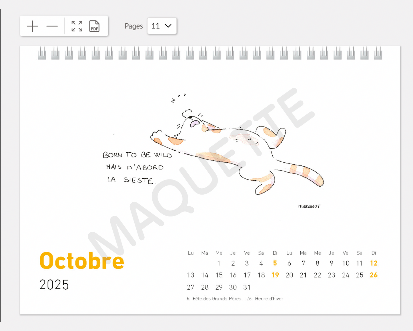 Calendrier de bureau 2025 par MlleDonut - précommande