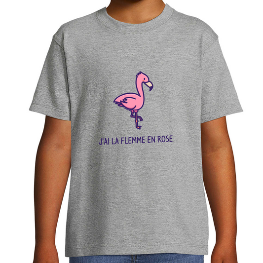 Children's T-shirt - I'm lazy in pink - Flamingo