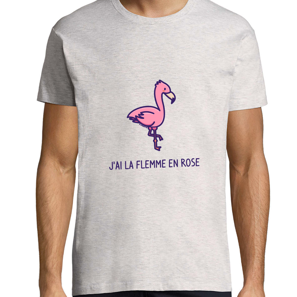 T-shirt Homme - J'ai la flemme en rose - Flamant Rose